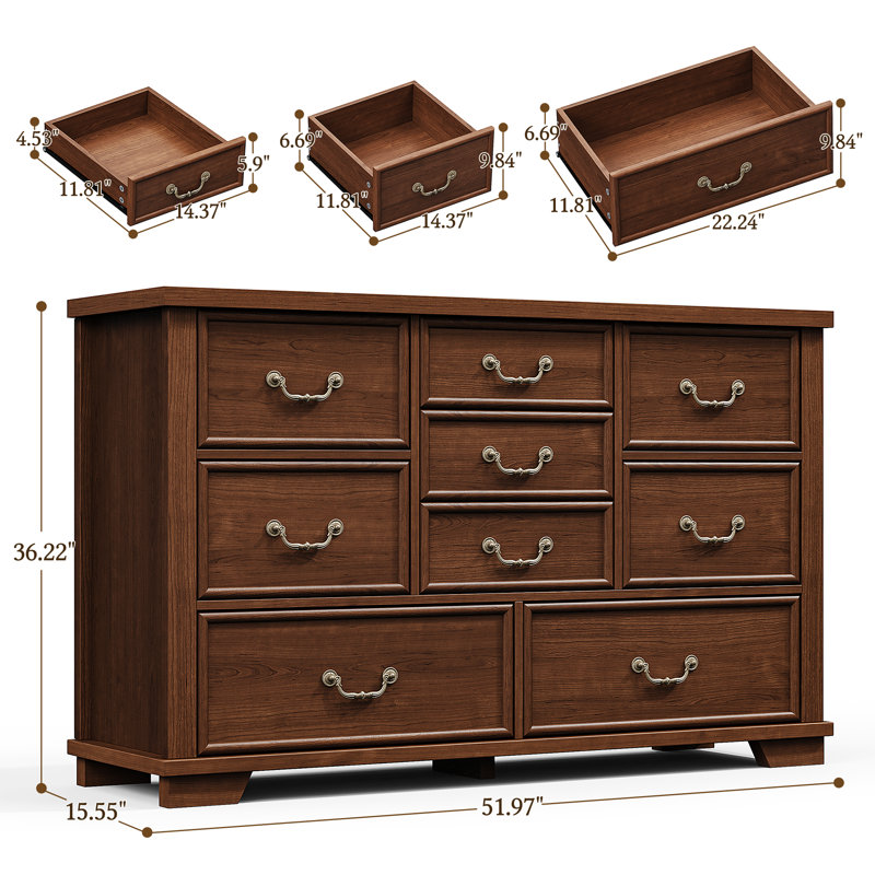 Charlton Home® Dresser For Bedroom With 9 Drawers | Wayfair